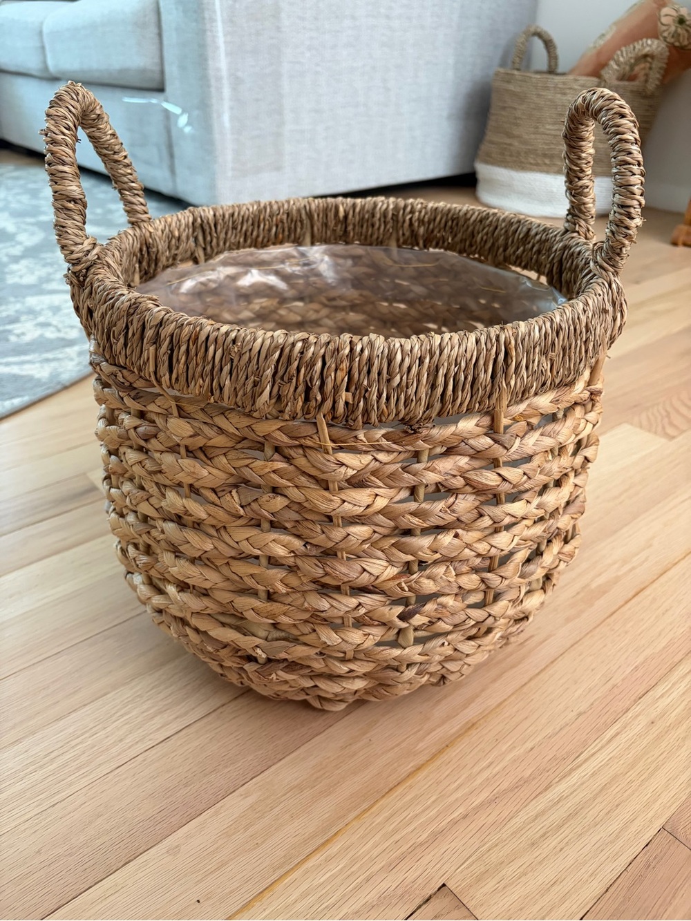 Handwoven Natural Seagrass Basket with Handles for Planst